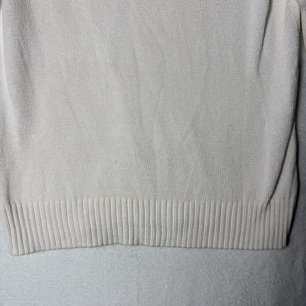 Pendleton Mock Neck Short Sleeve Sweater White Cotton Blend Women’s Size M - Picture 3 of 8